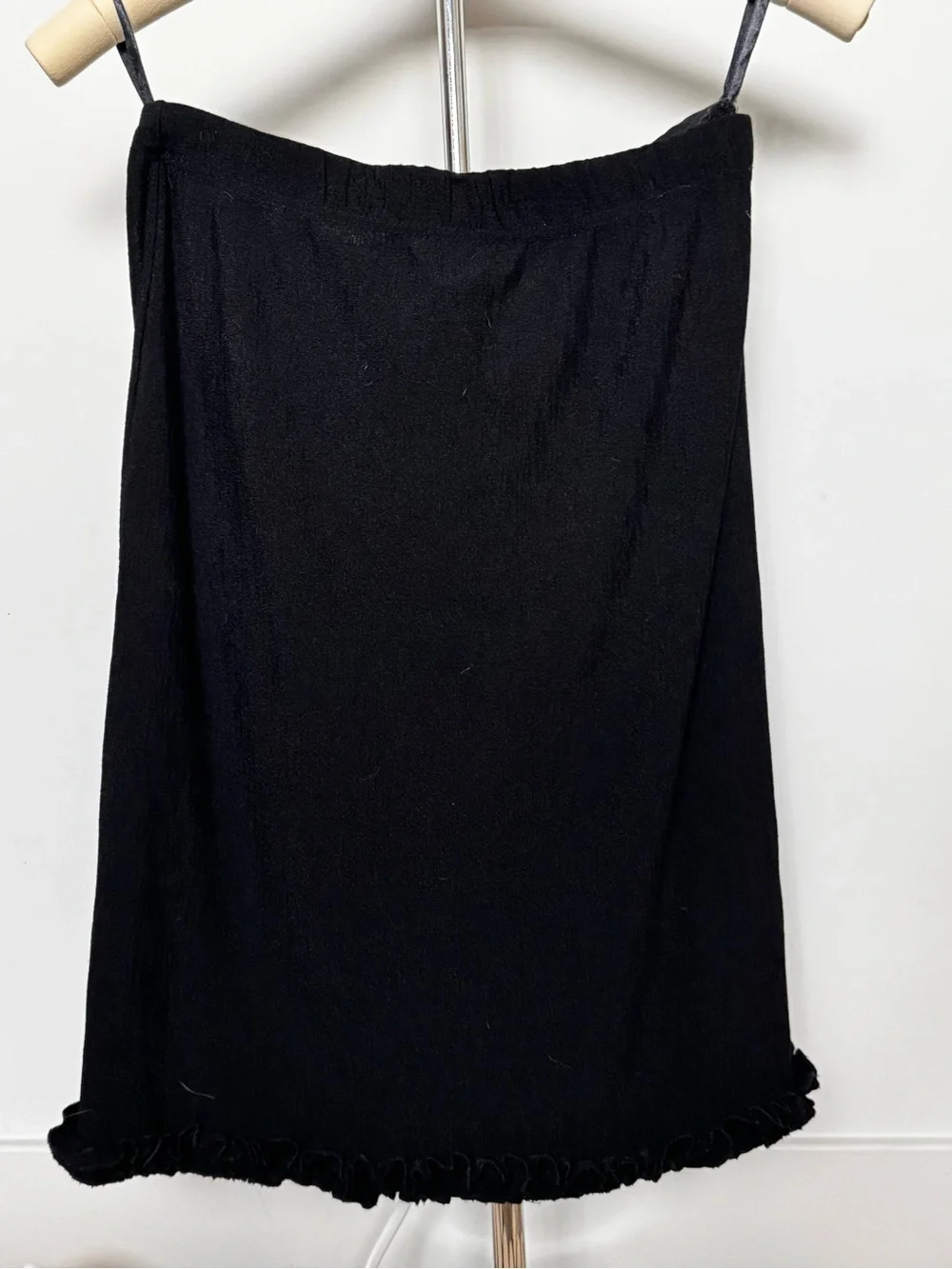 Women's Black Pencil Skirt with Ruffle Hem - Picture 3 of 5